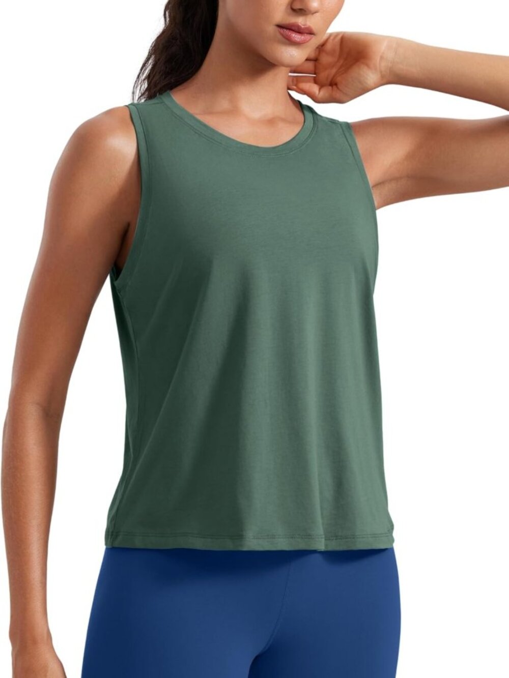 High Neck Pima Cotton Tank Top - Soft, Comfortable, Perfect for Yoga & Fitness
